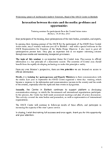 Welcoming speech of Ambassador Andrew Tesoriere, Head of the OSCE Centre in Bishkek