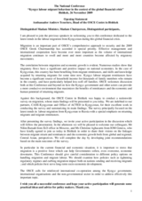 Opening statement by Ambassador Andrew Tesoriere, Head of the OSCE Centre in Bishkek