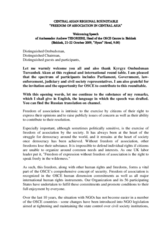 Speech by Ambassador Andrew Tesoriere, Head of the OSCE Centre in Bishkek