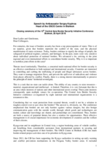  Speech by Ambassador Sergey Kapinos, Head of the OSCE Centre in Bishkek 